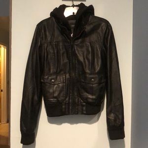 Obey black leather jacket